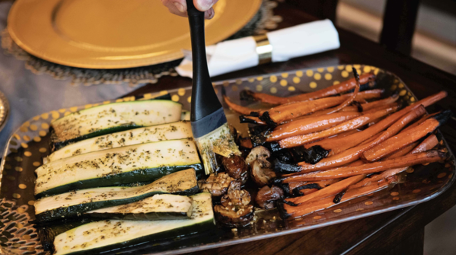 Smoked Zucchini, Mushrooms, and Carrots on Platter