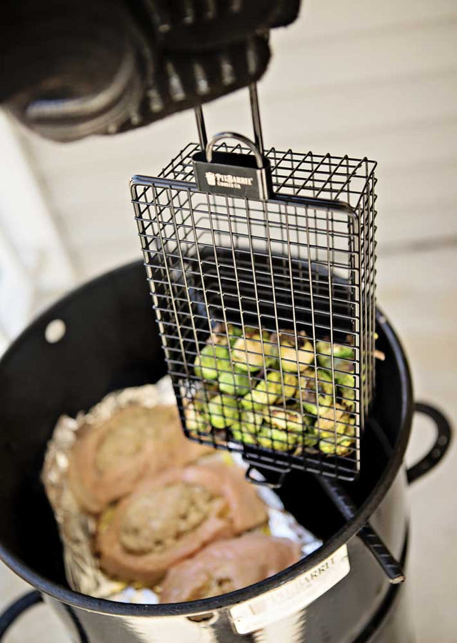 Salmon-and-Brussles-Sprouts-All-Purpose-Basket-Hanger-Drum-Smoker