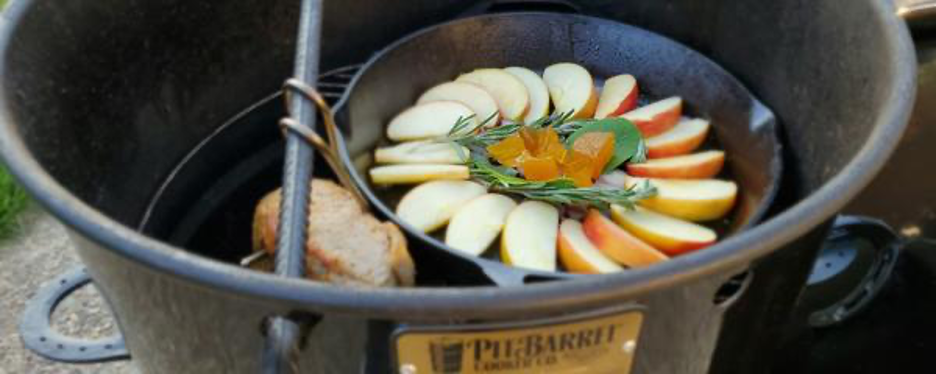 Pork Tenderloin with Sliced Apples and Pumpkin on Pit Barrel