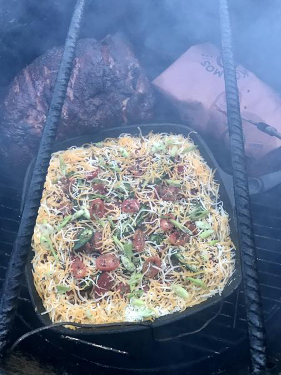 Keto Wood Fired "No Crust" Pizza Smokin in Pit Barrel Cooker