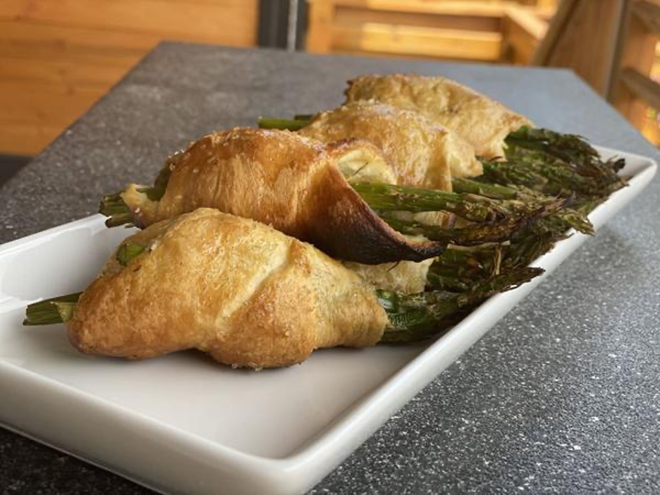 Puff Pastry Wrapped Asparagus on Platter