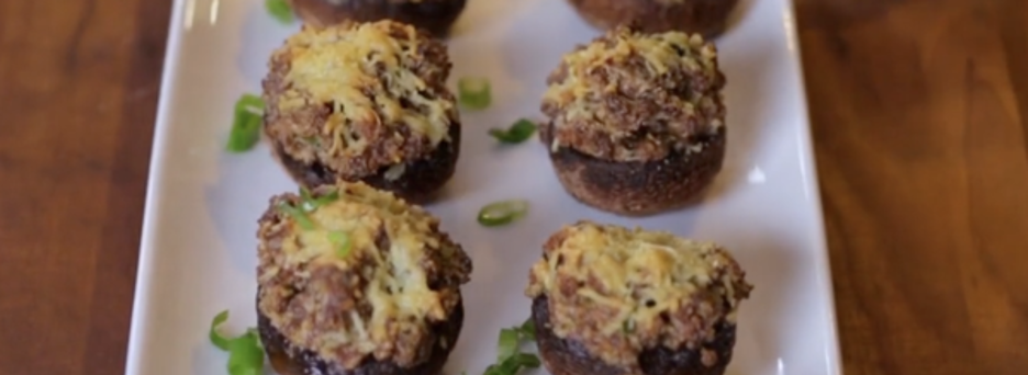 Grilled Mushrooms Stuffed with Sausage and Cheese