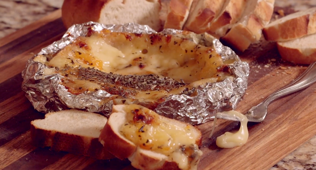 Smoked Brie with Sliced Baguette for Spreading