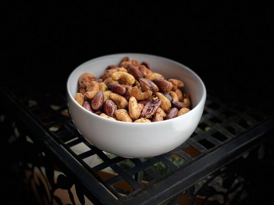 Bowl of Pit Barrel Smoked Cajun Nuts