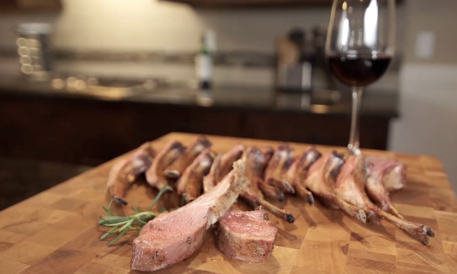 Smoked Rack of Lamb Served with Red Wine