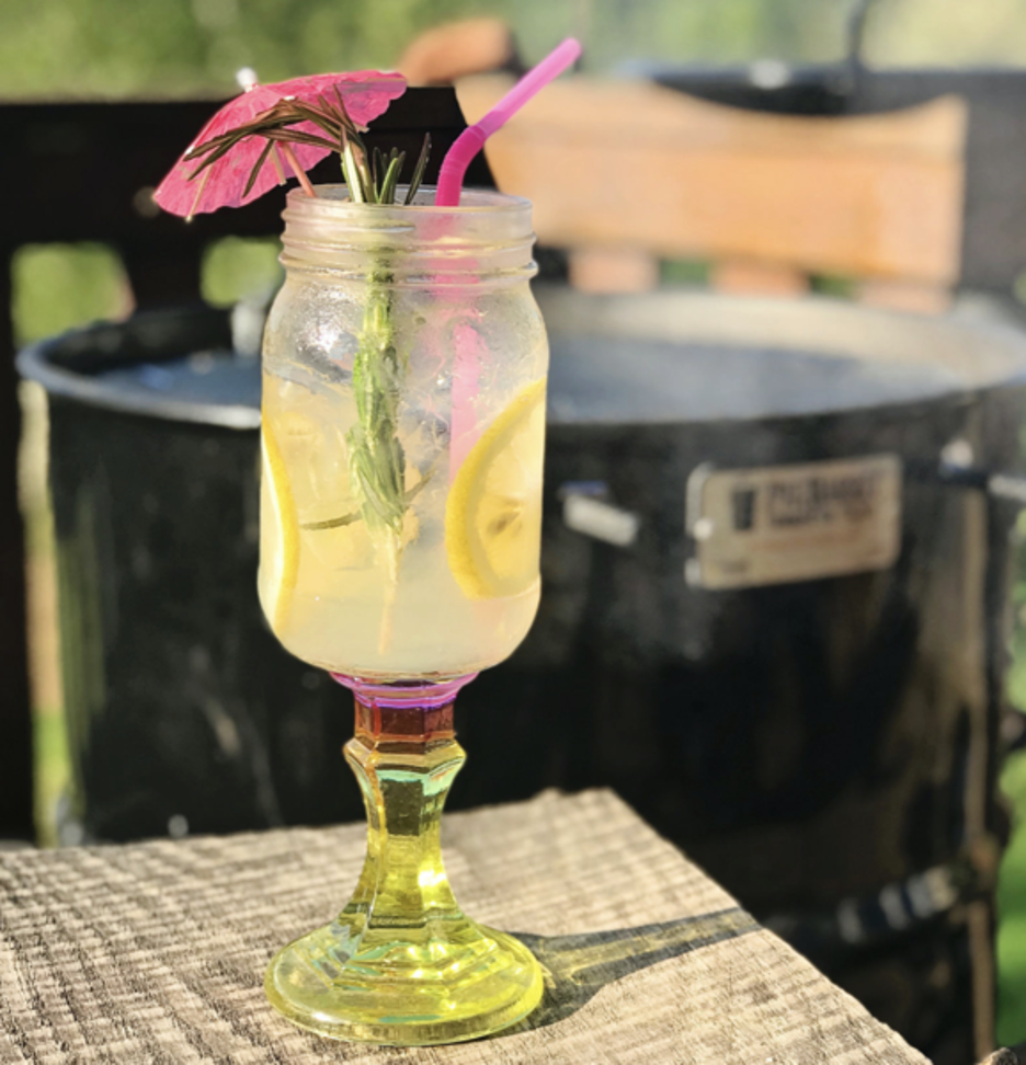 "Summer of Gin” Cocktail in Front of Pit Barrel Cooker