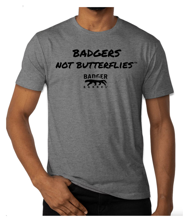 Badgers Not Butterflies | Grey Soft Next Level Tri-Blend T-Shirt — Premium Heather