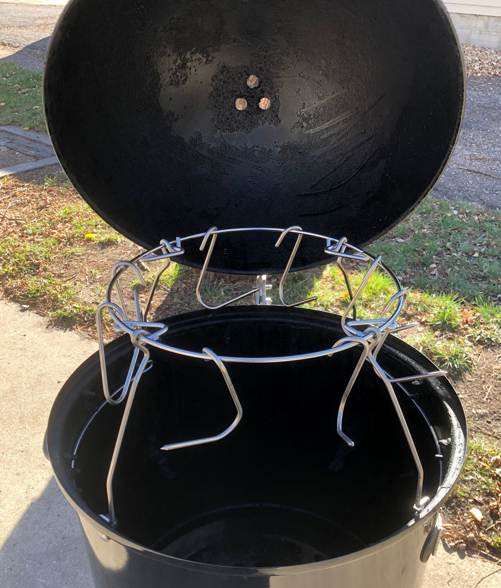 Hanging Rack Ribs On Weber Smokey Mountain Rib Rack Pit Barrel